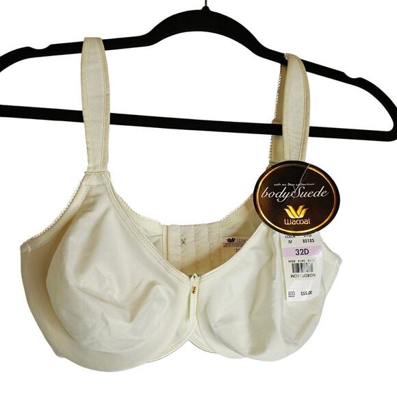 Wacoal 32D NWT Body Suede Off White Bras. Comfy. Sexy. Elegant. Showgirls Dancer